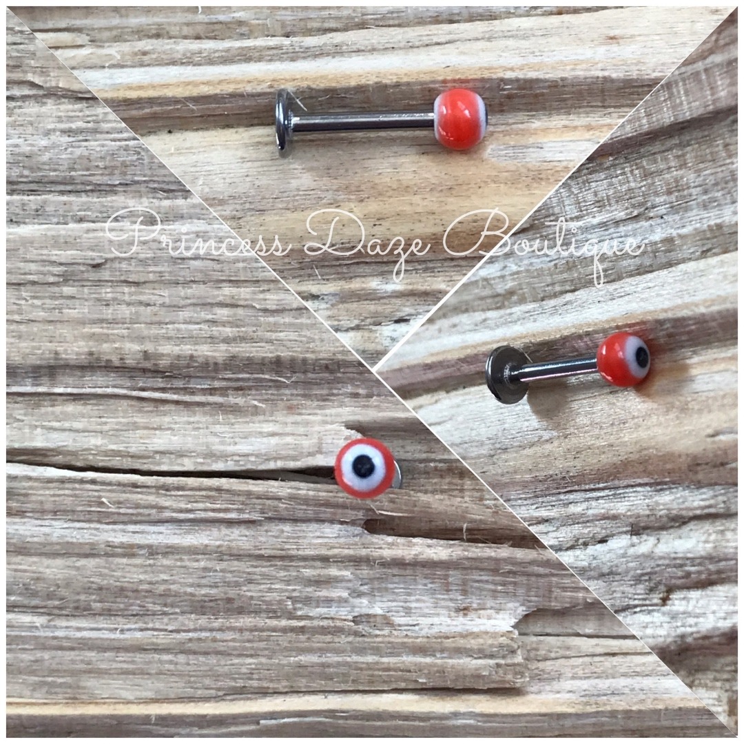 Evil Eye Labret Stud Lip Monroe Piercing Earring Red White Blue Eye